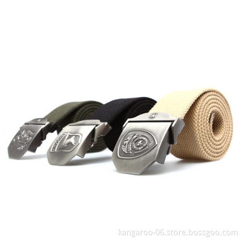 Woven Military Belt With Metal Buckles
